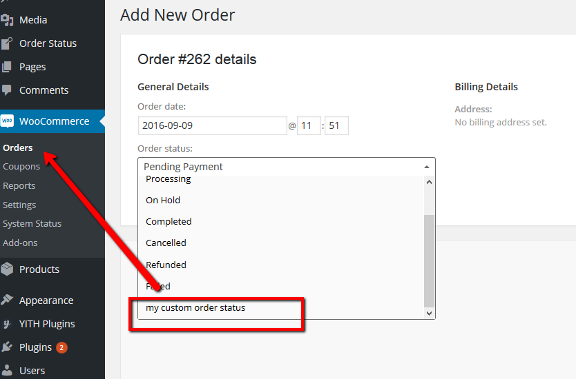 custom order status mapping