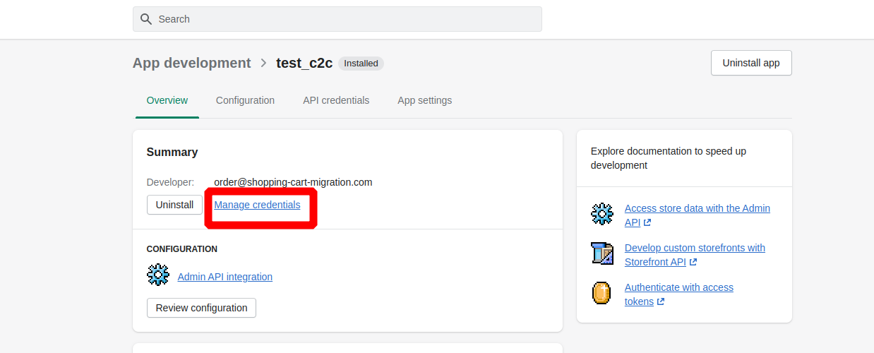 shopify api token