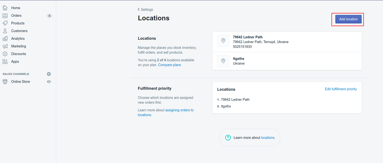 how to set up locations?