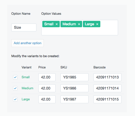 shopify product attributes