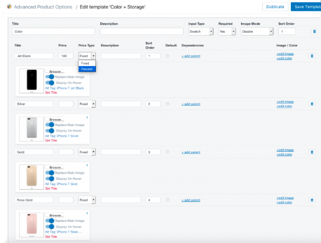 shopify product attributes