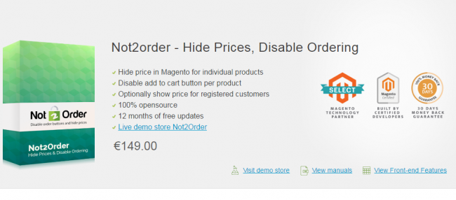 magento hide price for some products