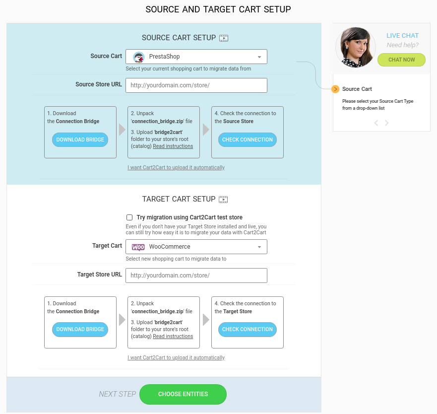 PrestaShop to WooCommerce carts