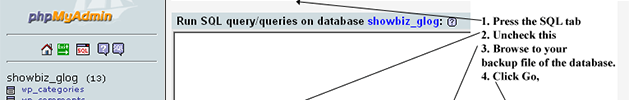 How do I restore a MySQL database from an sql dump?