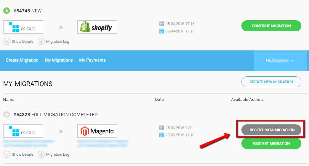 recent data migration