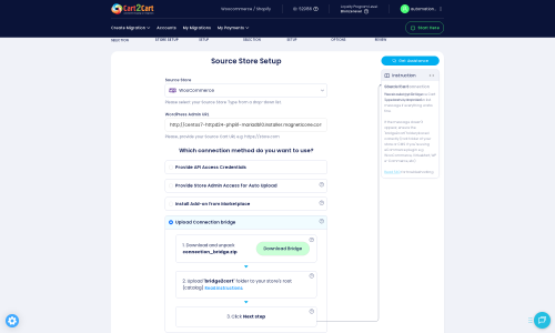 Click to enlarge the image Source Store Setup with Connection Bridge