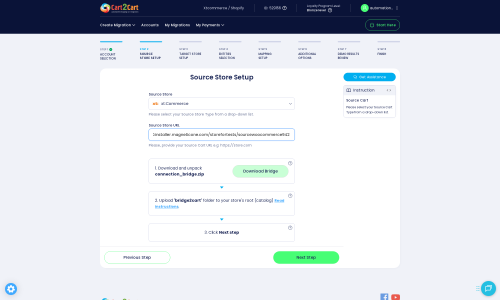 Click to enlarge the image Source Store Connection Setup