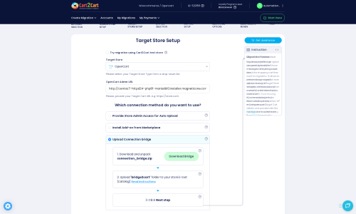 Click to enlarge the image Target Store Connection Setup