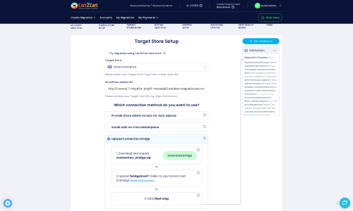 Click to enlarge the image Target Store Connection Setup