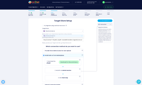 Click to enlarge the image Target Store Setup with Connection Plugin