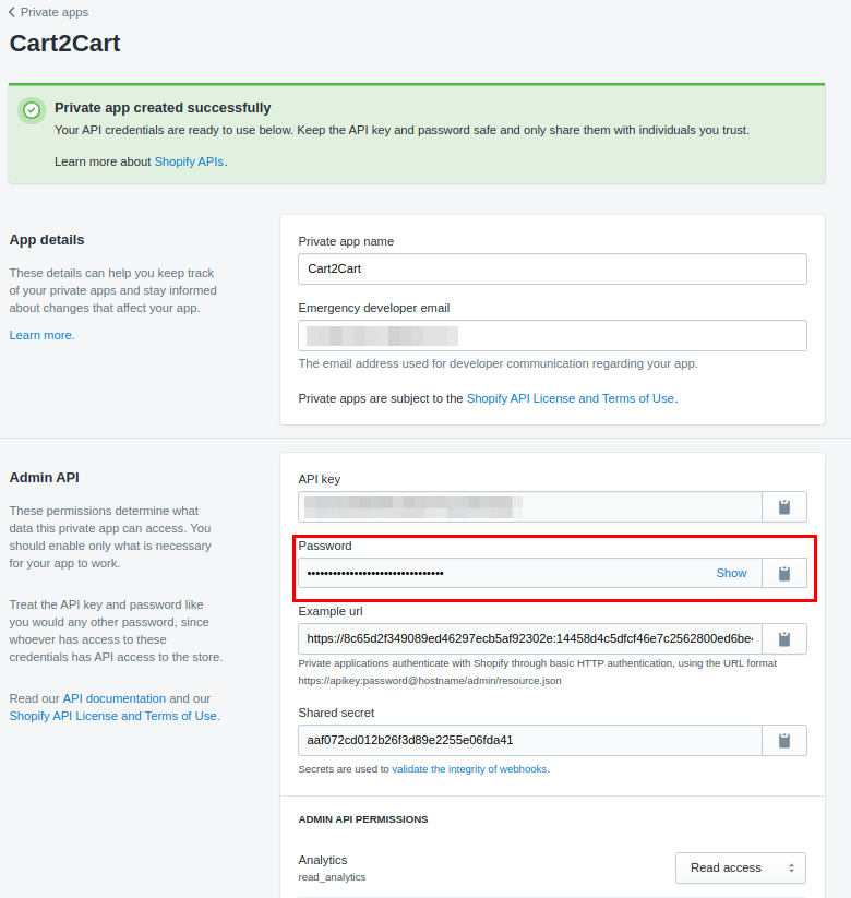 shopify api password