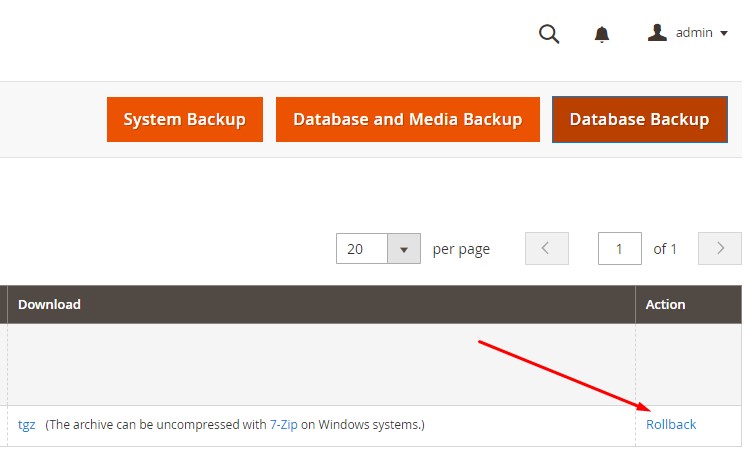 magento backup and restore