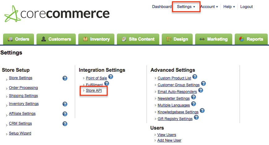 corecommerce-settings