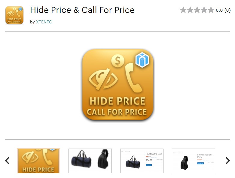 magento hide price for some products