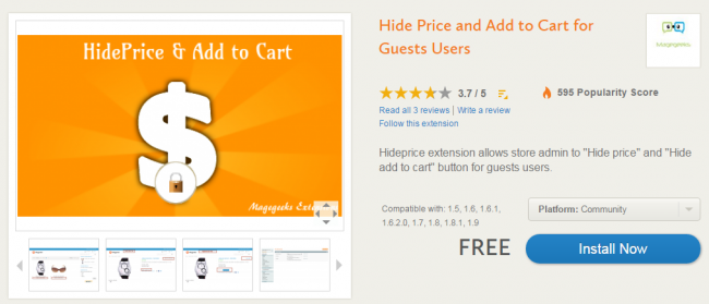 magento hide price for some products