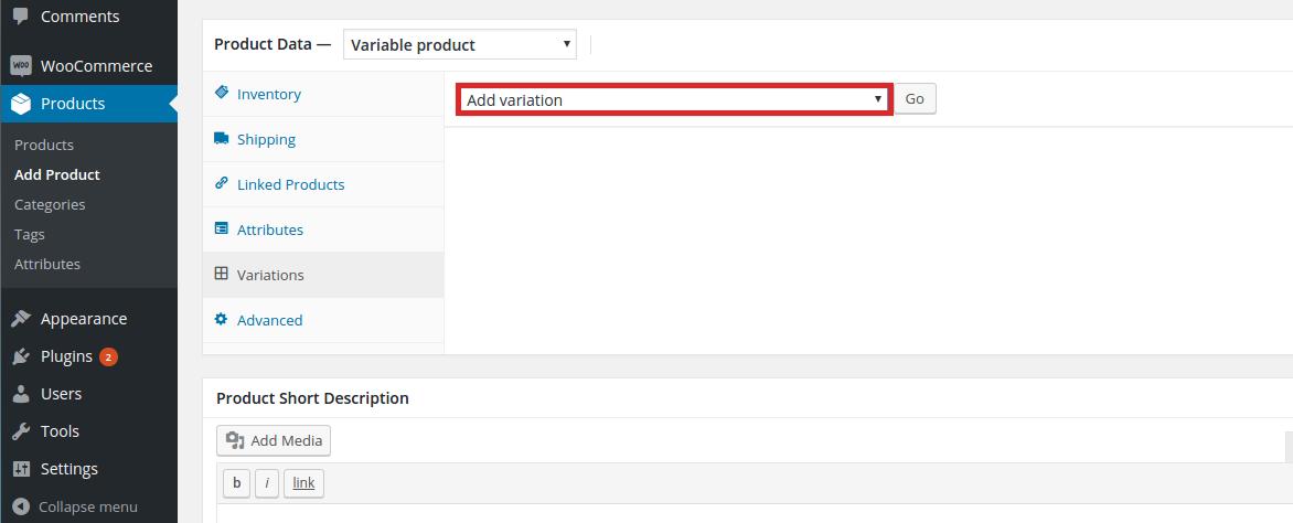 how to add variable product in woocommerce