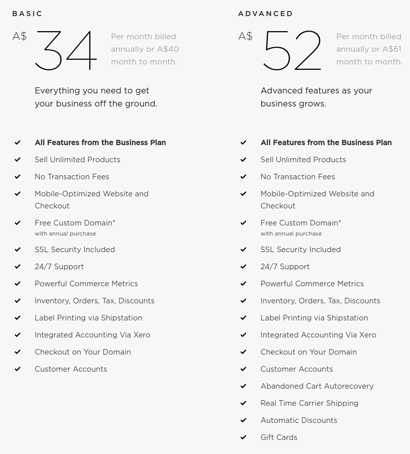 Squarespace pricing
