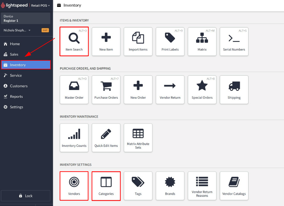 Lightspeed data files export