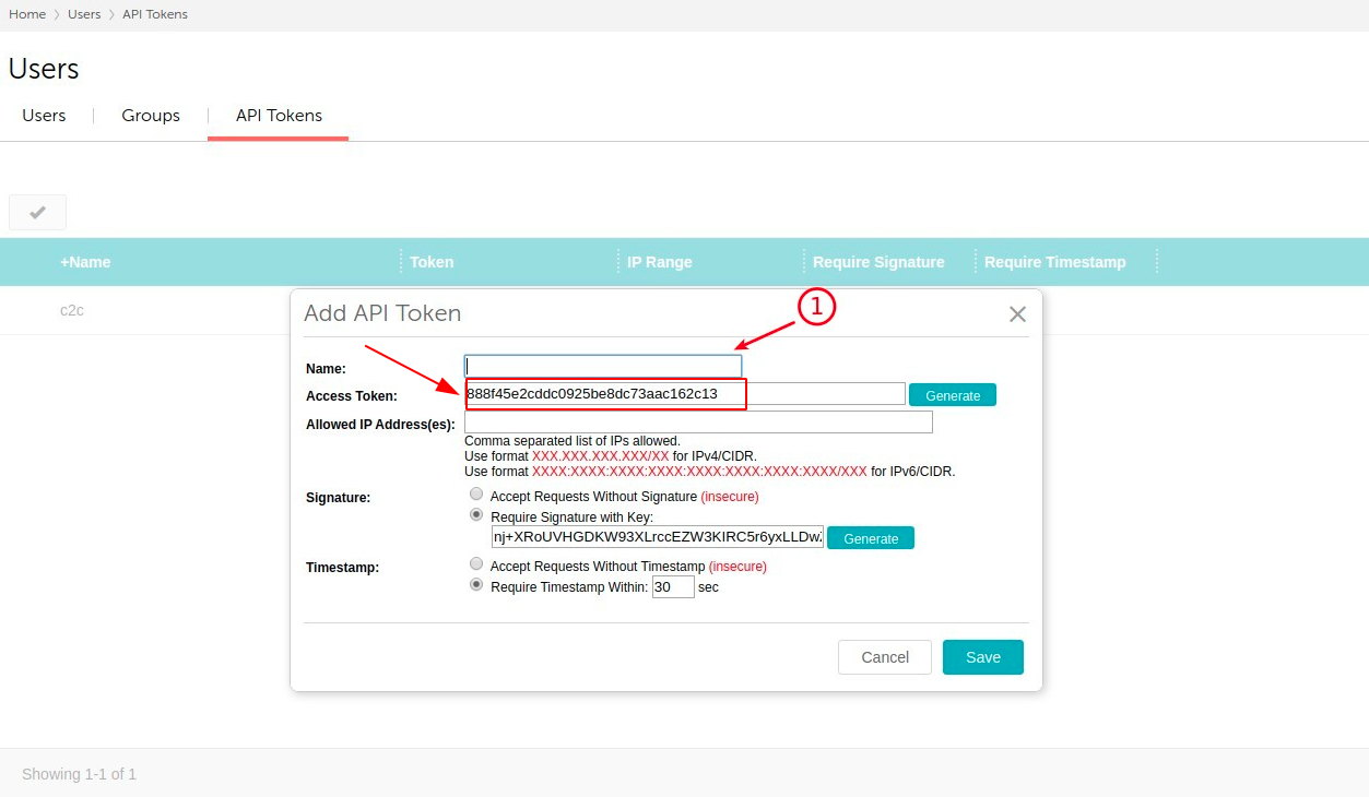 api token for miva