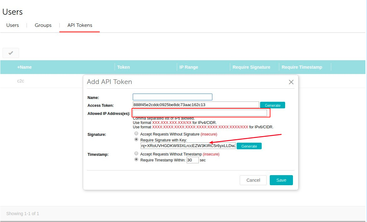 api token for miva