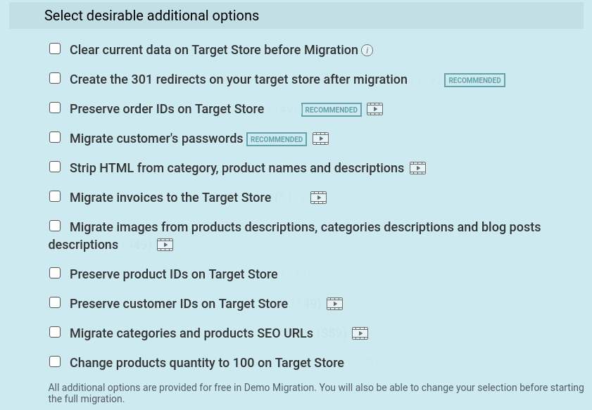 Presta additional options