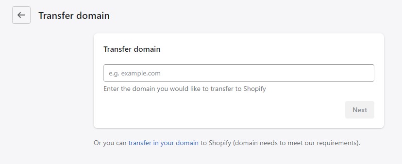 transfer domain to shopify