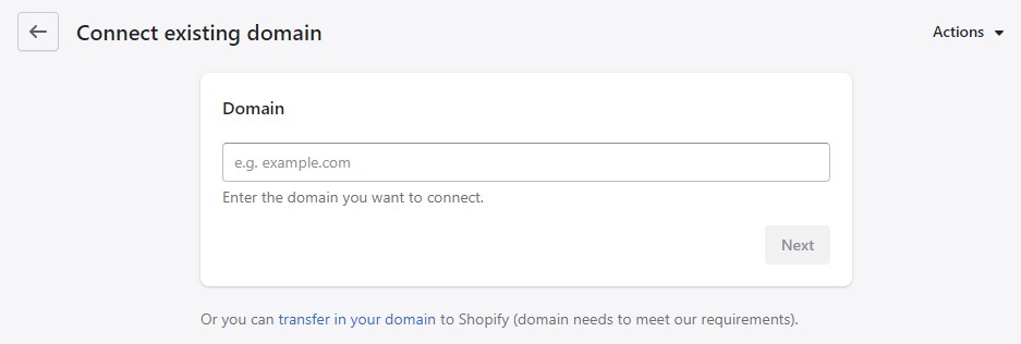 transfer domain to shopify