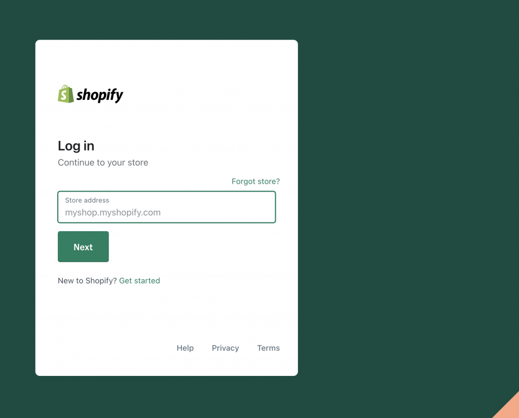 Shopify login