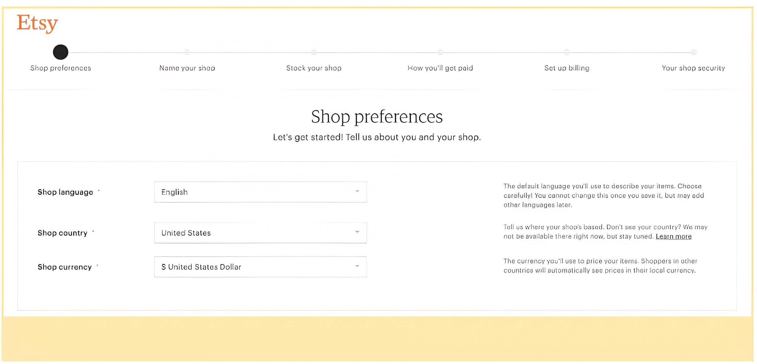 etsy storefront