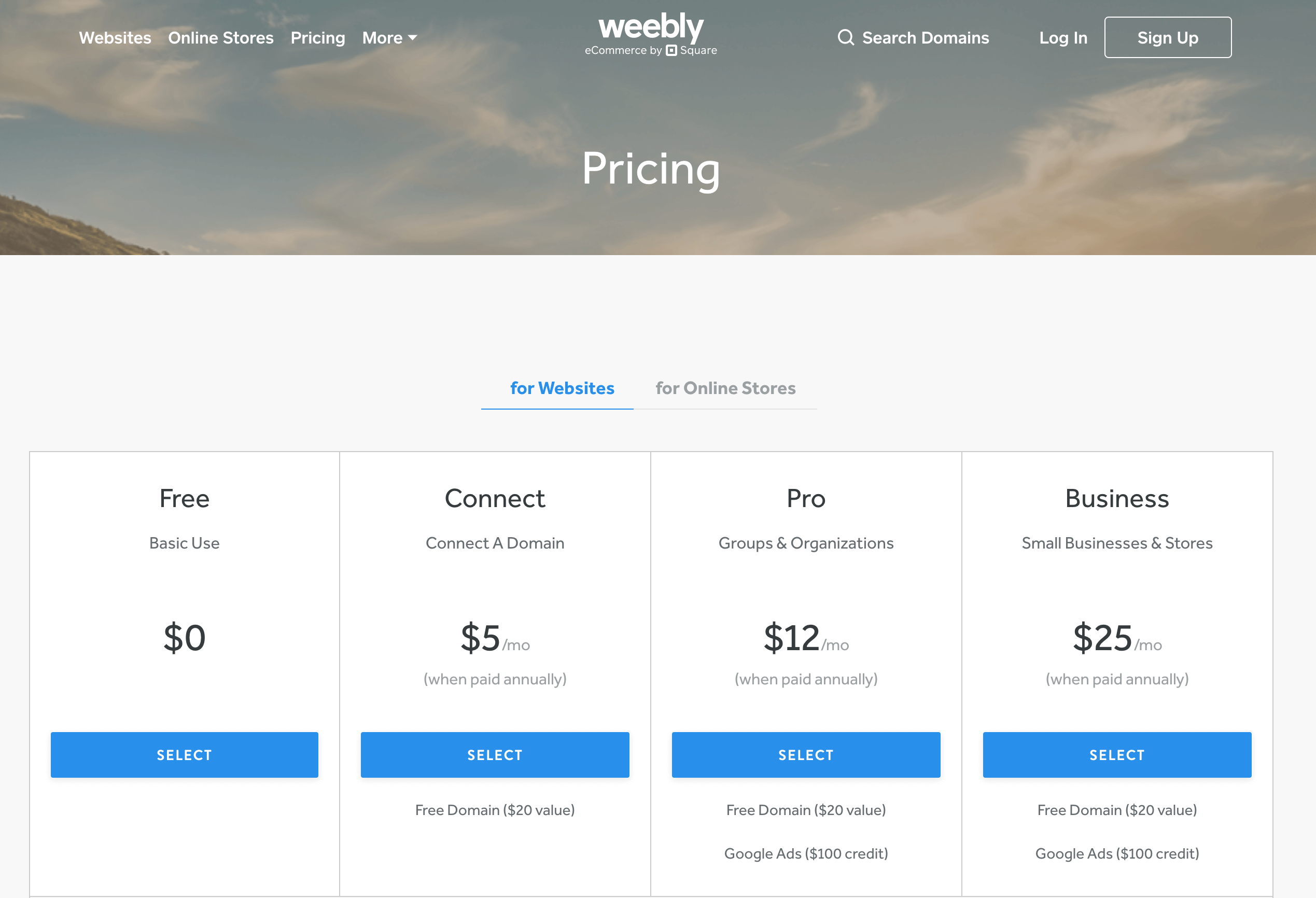 weebly pricing