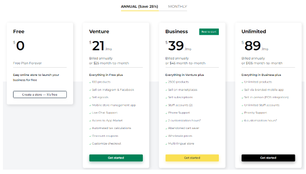 Pricing ecwid