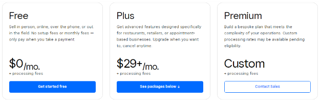 Square pricing