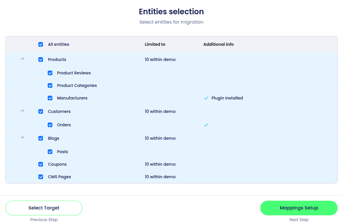 select entity