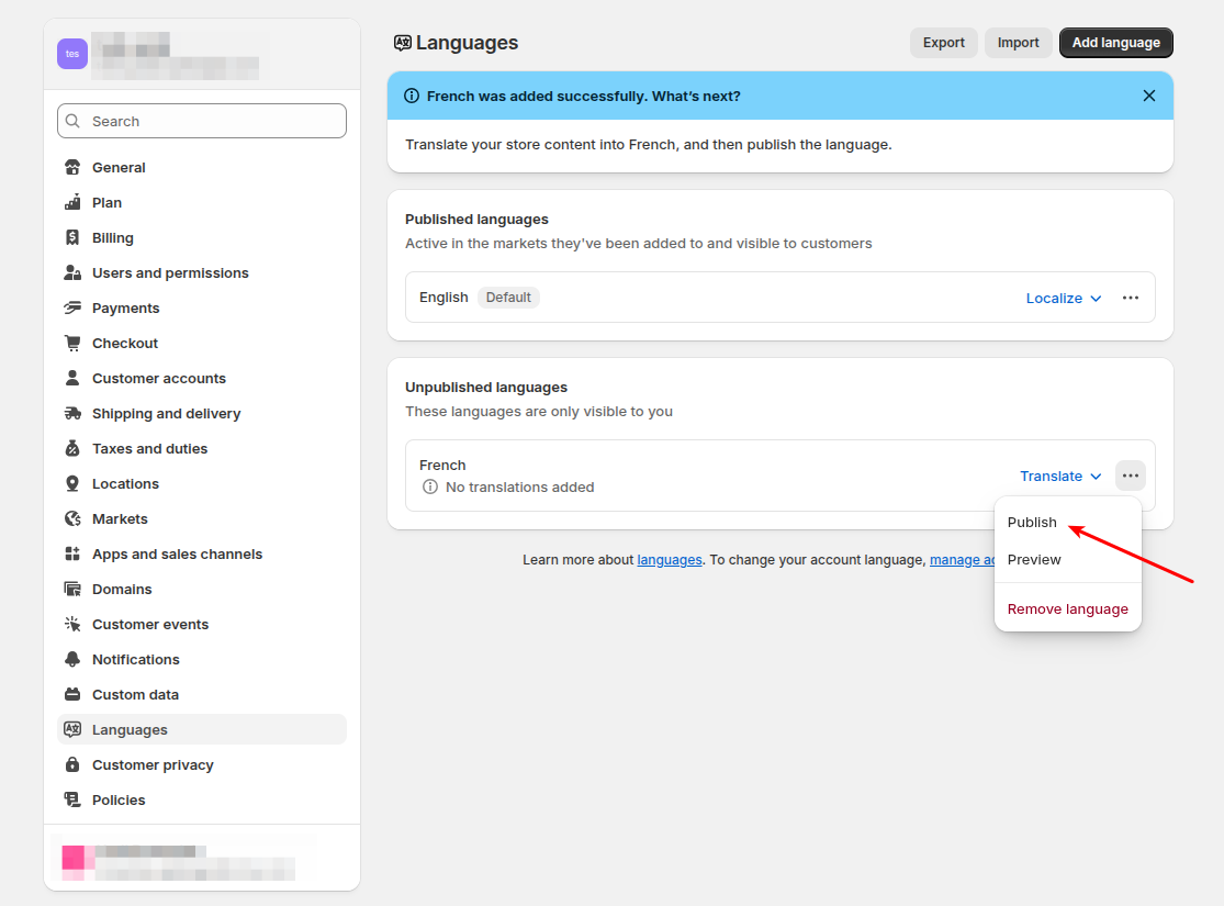 shopify multiple languages