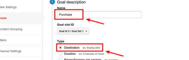 Set up goals in Google Analytics