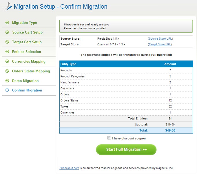 Full migration How to Migrate PrestaShop to OpenCart