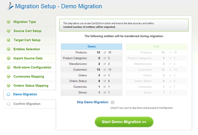 Perform Demo Migration How to Migrate from Shopify to PestaShop