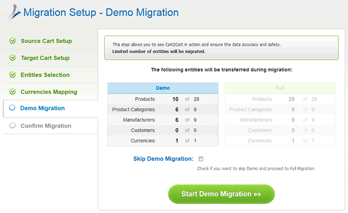 Perform Demo Migration How to Migrate from Magento to BigCommerce