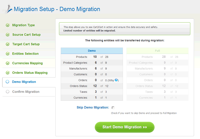Start Demo Migration How to Migrate from Interspire to OpenCart