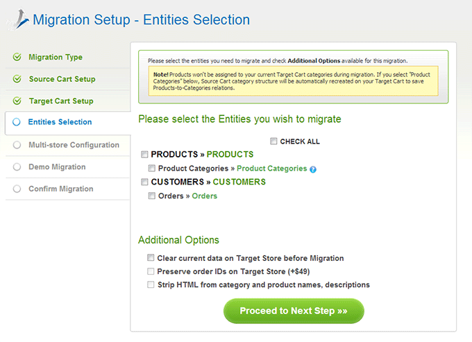 Choose Entities How to Migrate from WooCommerce to PrestaShop