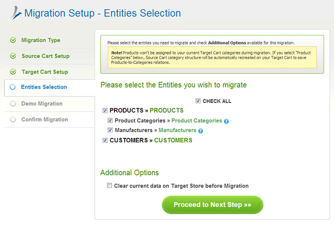 Choose Entities How to Migrate from osCommerce to Shopify