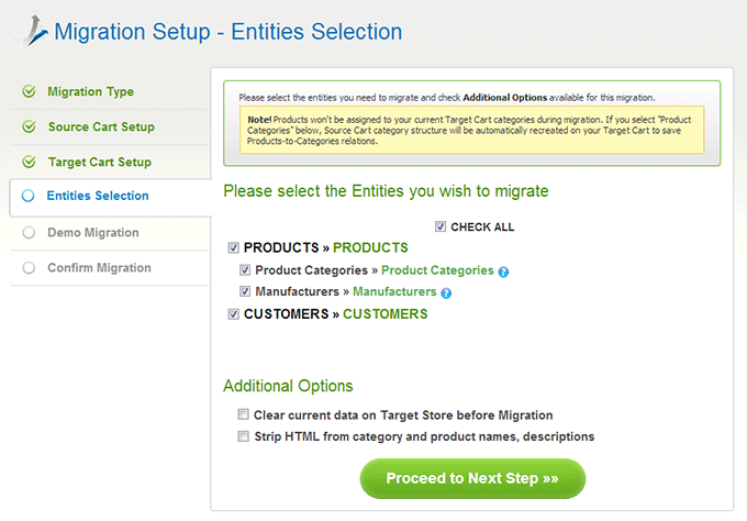 Select Entities How to Migrate from Magento to BigCommerce
