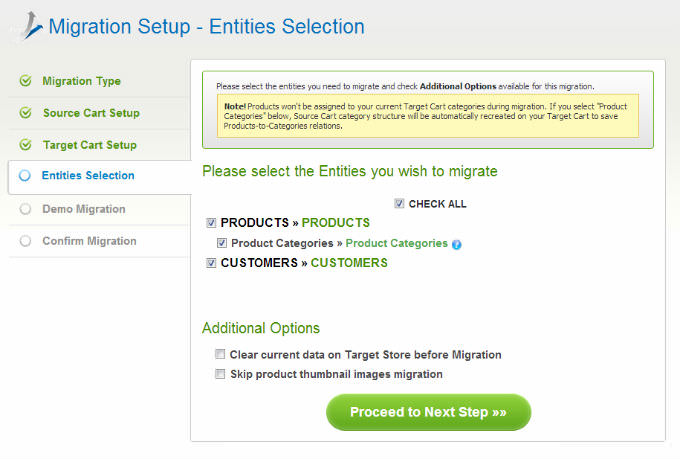 Select Entities How to Migrate from WooCommerce to Shopify