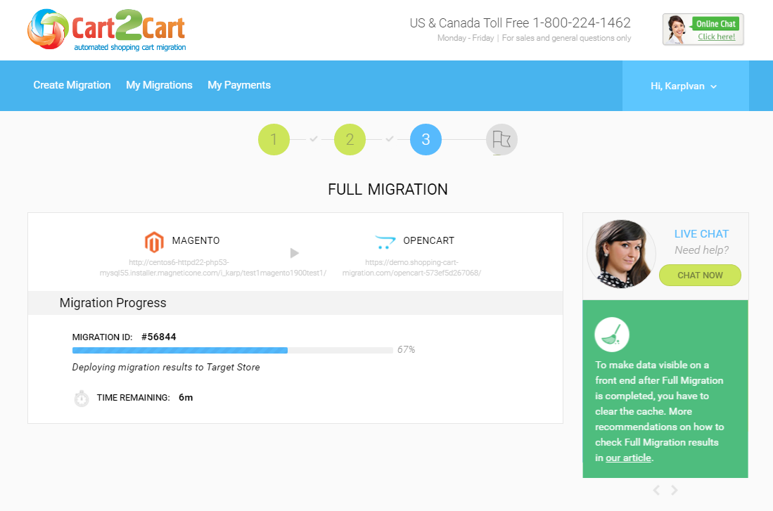 Shopping Cart Migration Process