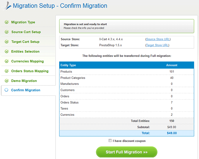 Full Migration How to Migrate X-Cart to PrestaShop
