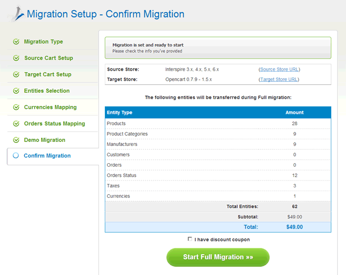 Perform Full Migration How to Migrate from Interspire to OpenCart