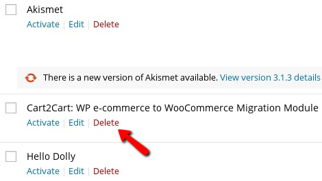 How to delete Cart2Cart migration module from the WooCommerce admin panel?