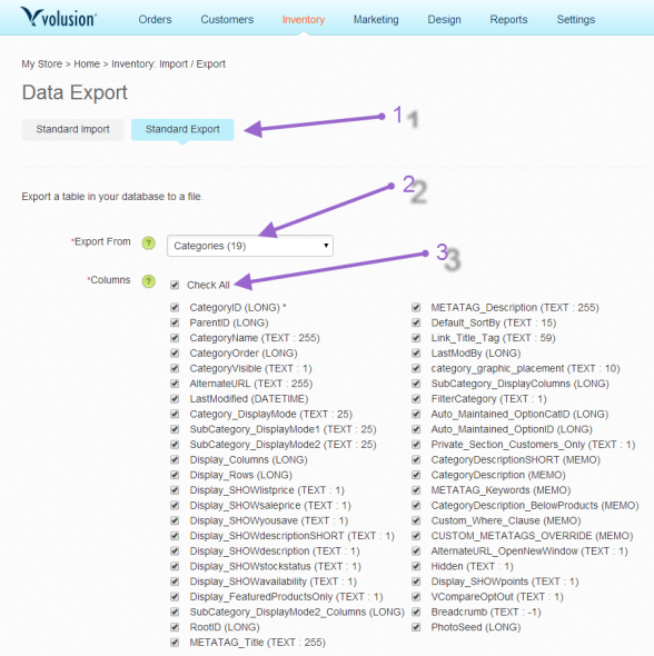How to export data from Volusion in CSV Based Format