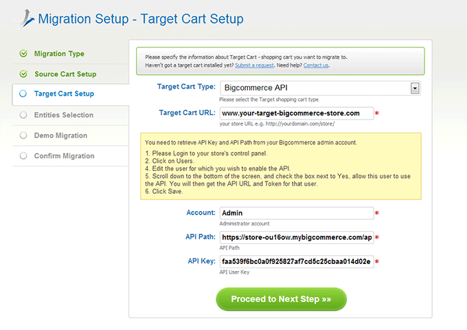 Choose Target Cart How to Migrate from Magento to BigCommerce