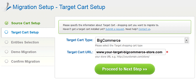Choose Target Cart How to Migrate from Magento to BigCommerce